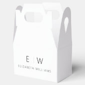 Schwarz-weiß Modern Minimalistischer Monogrammname Geschenkschachtel (Geöffnet)