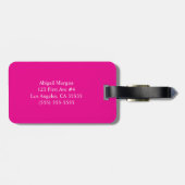 Schwarz-Weiß-Modern-Monogramm-Heiß-Rosa Gepäckanhänger (Rückseite horizontal)