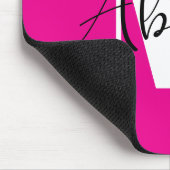 Schwarz-Weiß-Modern-Monogramm-Heiß-Rosa Mousepad (Ecke)