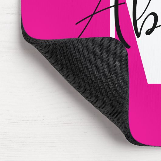Schwarz-Weiß-Modern-Monogramm-Heiß-Rosa Mousepad (Ecke)