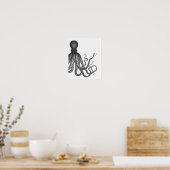 Schwarz-Weiß-Modern-Octopus-Poster Poster (Küche)