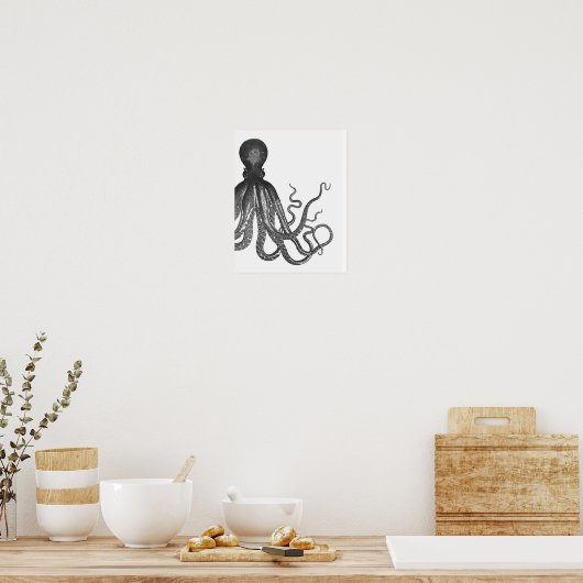 Schwarz-Weiß-Modern-Octopus-Poster Poster (Küche)