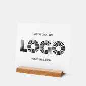 Schwarz-Weiß-Modern-Rechtecklogo Acrylschild (Winkel)