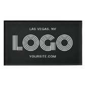 Schwarz-Weiß-Modern-Rechtecklogo Namenschild (Vorderseite)