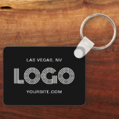 Schwarz-Weiß-Modern-Rechtecklogo Schlüsselanhänger (Vorderseite)