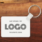 Schwarz-Weiß-Modern-Rechtecklogo Schlüsselanhänger (Vorderseite)