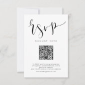 Schwarz-weiß Modern Simple Script Hochzeit QR-Code RSVP Karte (Vorderseite)