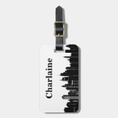 Schwarz-Weiß-Modern-Stadtbild Gepäckanhänger (Vorderseite vertikal)