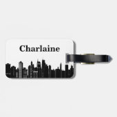 Schwarz-Weiß-Modern-Stadtbild Gepäckanhänger (Rückseite horizontal)