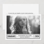 Schwarz-Weiß-Modern Stripes Foto Abschluss Einladung (Vorne/Hinten)