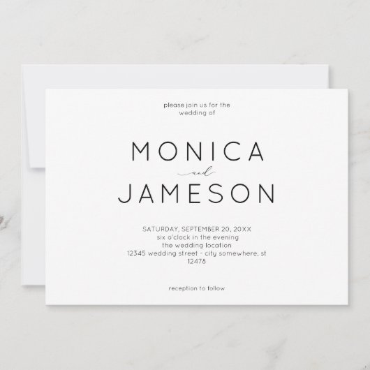 Schwarz-Weiß-Moderne 1 Einladung zur Hochzeit (Vorderseite)