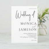 Schwarz/Weiß Moderne 3 Hochzeiten Einladung (Stehend Vorderseite)