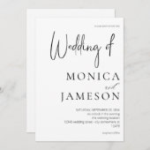 Schwarz/Weiß Moderne 3 Hochzeiten Einladung (Vorne/Hinten)