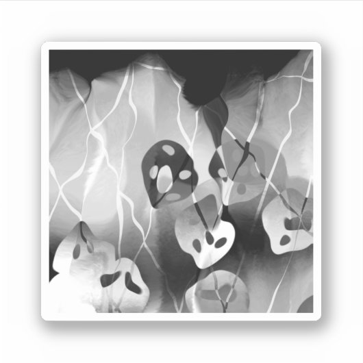 Schwarz-Weiß-Moderne Abstrakt Aufkleber (Vorderseite)