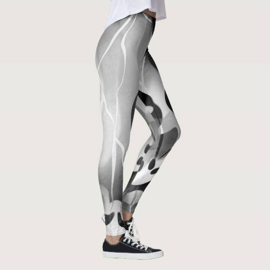 Schwarz-Weiß-Moderne Abstrakt Leggings (Rechts)