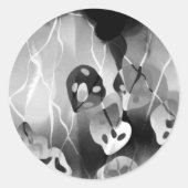 Schwarz-Weiß-Moderne Abstrakt Runder Aufkleber (Vorderseite)