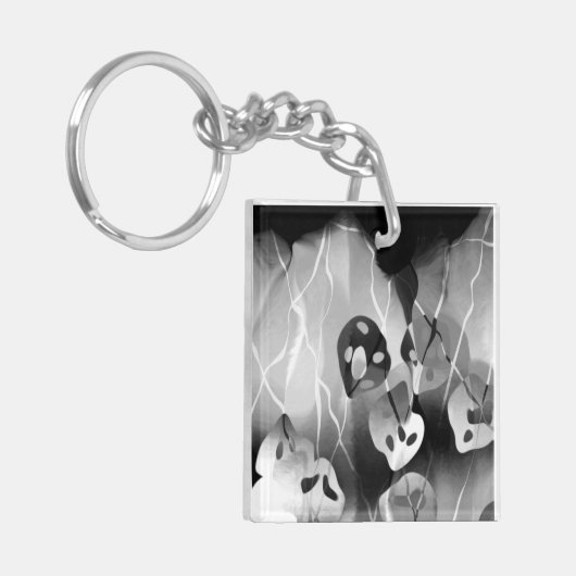 Schwarz-Weiß-Moderne Abstrakt Schlüsselanhänger (Vorderseite links)