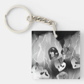 Schwarz-Weiß-Moderne Abstrakt Schlüsselanhänger (Vorderseite)