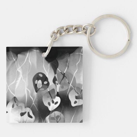 Schwarz-Weiß-Moderne Abstrakt Schlüsselanhänger (Rückseite)
