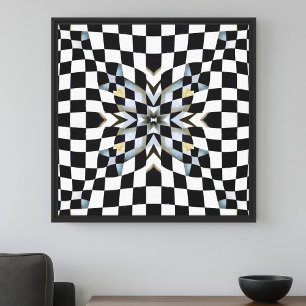 Schwarz-Weiß-moderne Abstrakte Checkerboard Leinwanddruck