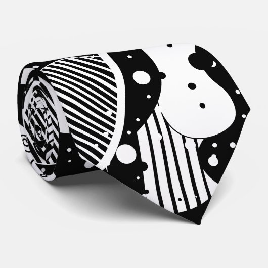 Schwarz-Weiß-Moderne Abstrakte Geometrie Krawatte (Gerollt)