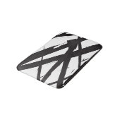 Schwarz-Weiß-Moderne Abstrakte Kunstlinie dekorier Badematte (Schrägansicht)