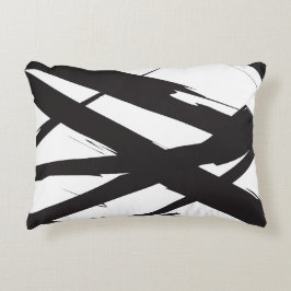 Schwarz-Weiß-Moderne Abstrakte Kunstlinie dekorier Dekokissen