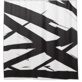 Schwarz-Weiß-Moderne Abstrakte Kunstlinie dekorier Duschvorhang (Vorderseite)