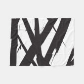 Schwarz-Weiß-Moderne Abstrakte Kunstlinie dekorier Fleecedecke (Vorderseite (Horizontal))