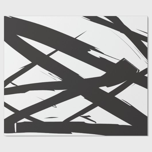 Schwarz-Weiß-Moderne Abstrakte Kunstlinie dekorier Geschenkpapier (Flach)