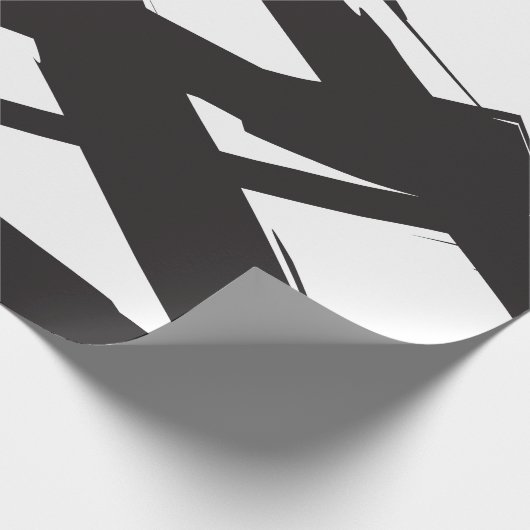 Schwarz-Weiß-Moderne Abstrakte Kunstlinie dekorier Geschenkpapier (Ecke)