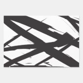 Schwarz-Weiß-Moderne Abstrakte Kunstlinie dekorier Geschenkpapier Set (Vorderseite 2)