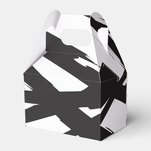 Schwarz-Weiß-Moderne Abstrakte Kunstlinie dekorier Geschenkschachtel (Rückseite)