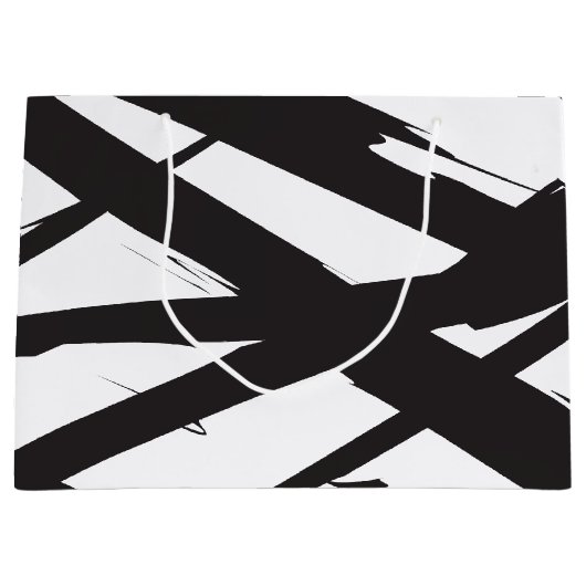 Schwarz-Weiß-Moderne Abstrakte Kunstlinie dekorier Große Geschenktüte (Vorderseite)