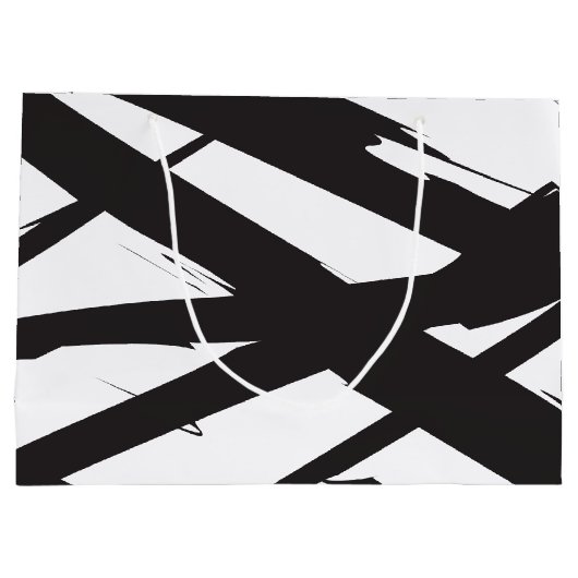 Schwarz-Weiß-Moderne Abstrakte Kunstlinie dekorier Große Geschenktüte (Rückseite)