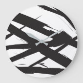 Schwarz-Weiß-Moderne Abstrakte Kunstlinie dekorier Große Wanduhr (Vorderseite)