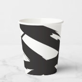 Schwarz-Weiß-Moderne Abstrakte Kunstlinie dekorier Pappbecher (Links)
