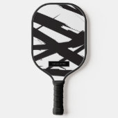 Schwarz-Weiß-Moderne Abstrakte Kunstlinie dekorier Pickleball Schläger (Rückseite)