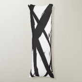 Schwarz-Weiß-Moderne Abstrakte Kunstlinie dekorier Seitenschläferkissen (Vorderseite Vertikal)