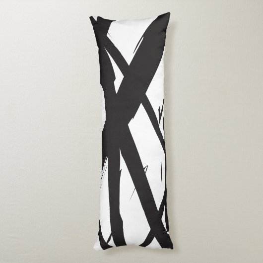 Schwarz-Weiß-Moderne Abstrakte Kunstlinie dekorier Seitenschläferkissen (Rückseite (Vertikal))