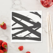 Schwarz-Weiß-Moderne Abstrakte Kunstlinie dekorier Serviette (Beispiel)