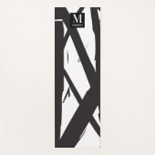 Schwarz-Weiß-Moderne Abstrakte Kunstlinie dekorier Yogamatte (Vorderseite)