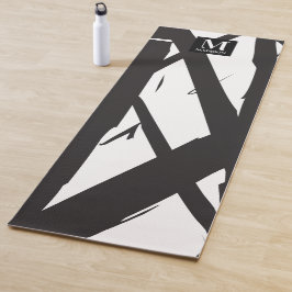 Schwarz-Weiß-Moderne Abstrakte Kunstlinie dekorier Yogamatte