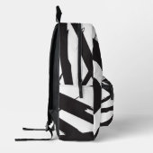 Schwarz/Weiß Moderne Abstrakte Kunstlinie Individu Bedruckter Rucksack (Links)
