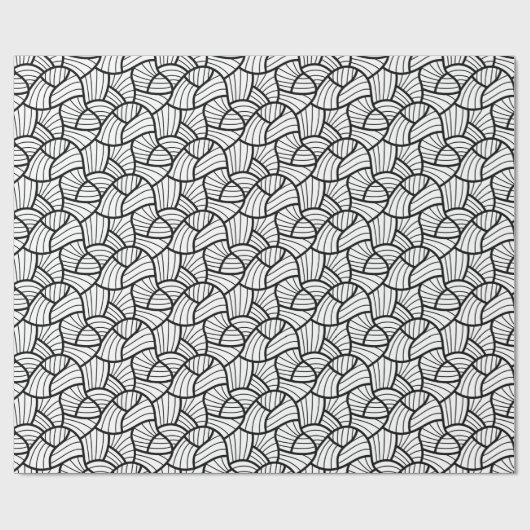 Schwarz/Weiß Moderne Abstrakte Wirbel Muster Geschenkpapier (Flach)