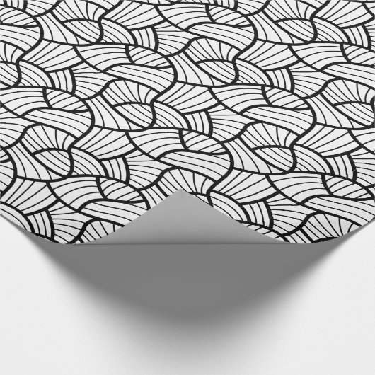 Schwarz/Weiß Moderne Abstrakte Wirbel Muster Geschenkpapier (Ecke)