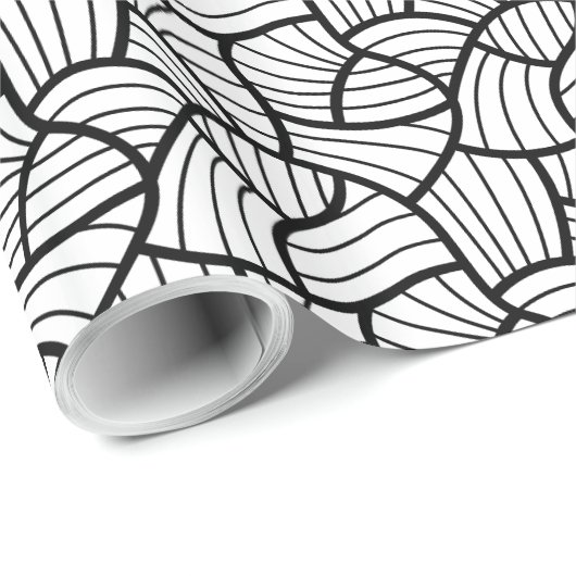 Schwarz/Weiß Moderne Abstrakte Wirbel Muster Geschenkpapier (Rolleneckpunkt)