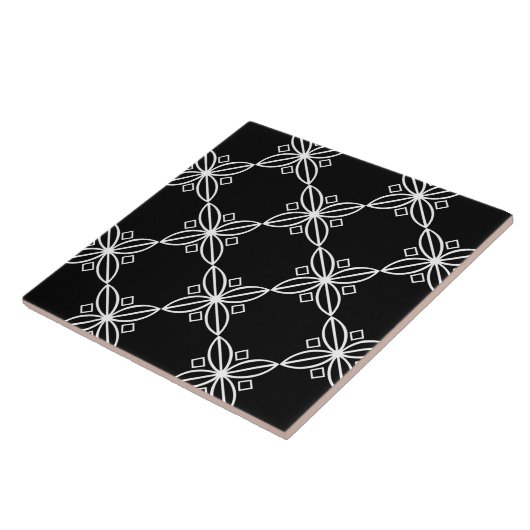 Schwarz-Weiß-Moderne Art-Deco-Trivet Fliese (Seite)