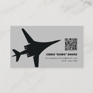 Schwarz-Weiß-Moderne B-1-Bomber Visitenkarte