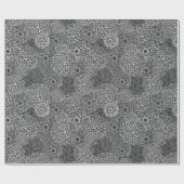 Schwarz-Weiß-Moderne Blumen Geschenkpapier (Flach)